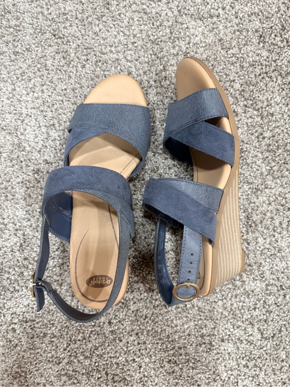 Dr Scholl’s Grace Women's Suede Strappy Wedge Sandal - Gray Blue - Picture 4 of 12